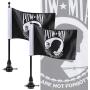 1 Pair Motorcycle Flag Black Flagpole Mount and POW MIA 6 x 9 Inch Flag for Harley Davidson Yamaha Honda Goldwing CB VTX CBR Luggage Rack Mount Flag -You are Not Forgotten