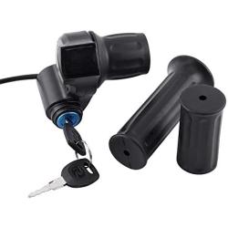 Handlebar Grips, 12V-99V Electric Bike Scooter, Half Wrist Throttle Grip Handle, Half Twist Throttle Electric Bike Motor Scooter Speed Controller & Cable Set with LED Display Key