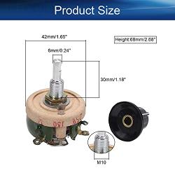 Heyiarbeit 150 Ohm 25W Ceramic Wirewound Potentiometer Linear Variable Rheostat Resistor with Knob for Light Dimmers Motor Speed Control 1pcs