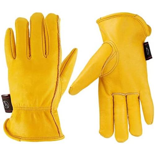 KIM YUAN Leather Work Gloves Perfect for Gardening/Cutting/Construction/Motorcycle, Men & Women 1 Pair