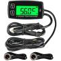 Runleader Digital LCD Engine Temp Gauge,Dual Temperature Record,Backlight Display,User Shutdown,Battery & External Power Supply for Generator Motorcycle Dirtbike ATV Outboard Motor Marine Snowmobile