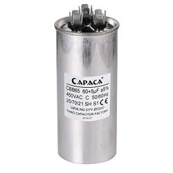 60+5 MFD uF Air Conditioner Capacitor Round Aluminum Electrolytic Dual Motor Run Capacitor 450V AC Withstand Voltage for Condenser Straight Cool or Heat Pump of Air Conditioner