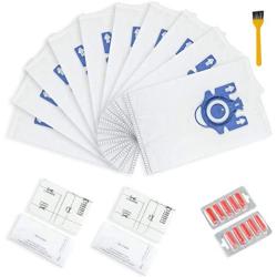 Yours 10 Packs Replacement Miele AirClean 3D Efficiency GN Dust Bags,10123210 GN Vacuum Bags, with 2 Motor Protection Filter, 2 AirClean Filter,2 Freshener and A Free Cleaning Brush