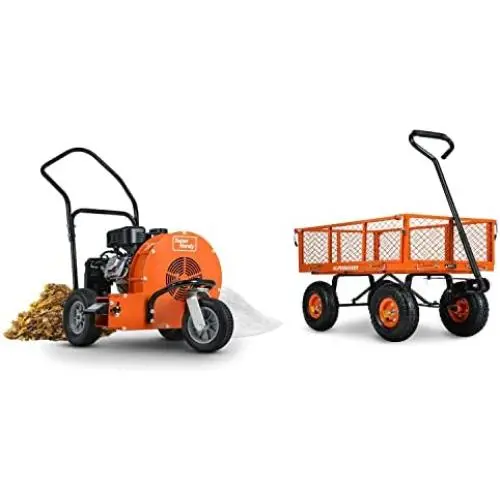 SuperHandy Leaf-Snow Blower Wheeled Walk Behind 7HP 212cc 4 Stroke OHV Motor & Wagon Utility Cart Hand Truck Manual [Bundle Deal]