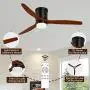 CLUGOJ Low Profile Ceiling Fan Flush Mount Ceiling Fan with Lights Remote Control 52 Outdoor Ceiling Fan 3 Reversible Walnut Wood Blades Noiseless DC Motor