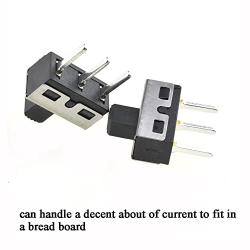 Boscoqo Mini Slide Switch 3 Pin 2 Position Subminiature Easy Solder Definite Level Action Durable Construct SPDT High Knob Vertical Toggle Panel Mount 6 PCS for 3D Printer Bread Board Power Control