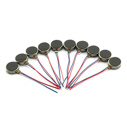 RuiLing 10-Pack DC 3V 85mA Micro Vibration Motors 12000Rpm for Cell Phone Tablet Home Appliances,Mini Flat Coin Button Type Vibrating Motor 10x2.7mm