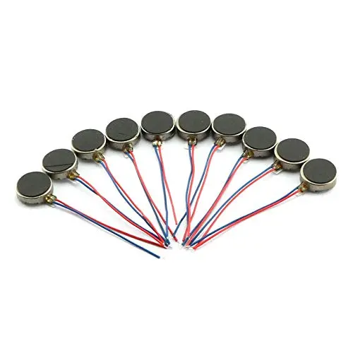 RuiLing 10-Pack DC 3V 85mA Micro Vibration Motors 12000Rpm for Cell Phone Tablet Home Appliances,Mini Flat Coin Button Type Vibrating Motor 10x2.7mm