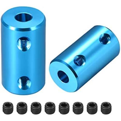uxcell 5mm to 5mm Bore Rigid Coupling Set Screw L25XD14 Aluminum Alloy,Shaft Coupler Connector,Motor Accessories,Blue,2pcs