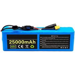 48V 25Ah E-Bike Lithium Ion Battery Pack, Rechargeable Replacement Battery, with 30A BMS Charger and Fuse, for 200W-1000W Motors