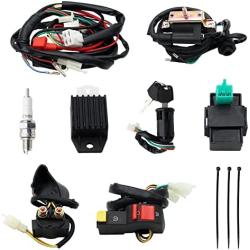 Full Wiring Harness Loom Solenoid Coil Regulator 50cc 70cc 90cc 110cc 125cc Dirt Pit BIke Electric Start Engine