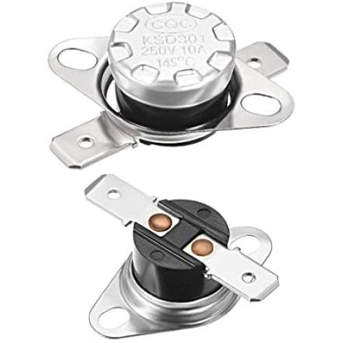 uxcell KSD301 Thermostat 145°C/293°F 10A Normal Closed N.C Adjust Snap Disc Temperature Switch for Microwave,Oven,Coffee Maker 2pcs