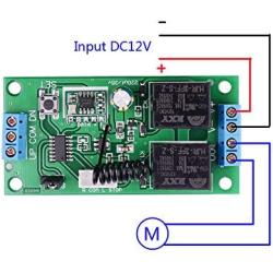 Motor Wireless Remote Switch 12V Universal 2 Channel RF Remote Control, 433Mhz Remote Receiver Switch 9V - 12V DC Motor Controller 2 Transmitter with 1 Receiver