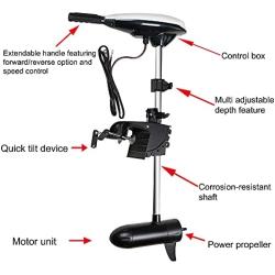 Funchic Boat Trolling Motor 12V 65LB Electric Outboard Motor 1420 RPM Propeller Boat Engine for Trolling Fishing Boats (65LB)