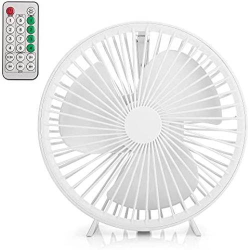 Mywill 8-Inch Portable Fan with Remote Control Timer Power Bank and Night Light, 30 Working Hours USB Rechargeable Fan, 12 Speeds with Multi Natural Wind, for Home Baby Office Outdoor Camp Golf Yoga Travel Use, Power Failure Emergency Use (White)
