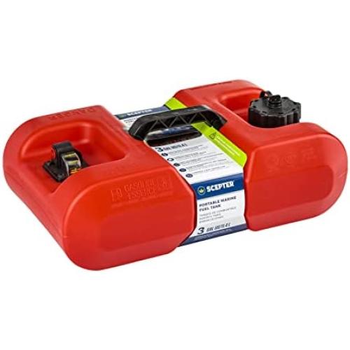Scepter 10506 Rectangular 3 Gallon Under Seat Portable Marine Fuel Tank With Handle, 19-Inches x 12-Inches x 7-Inches, Red