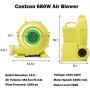 Costzon Air Blower, 735W Bounce House Blower, Pump Fan Commercial Inflatable Bouncer Blower, Air Blower for Inflatables, Perfect for Inflatable Bounce House, Jumper, Bouncy Castle (735 Watt 1.0HP)