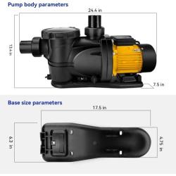 Acquaer 1HP Pool Pump, 5400 GPH Above Ground Inground Swimming Pool Pump, 115V High Flow Single Speed Self Priming Pool Pump with Strainer Basket