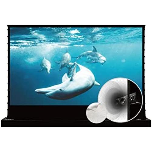 VIVIDSTORM-4K Movie Projector Screen S 100 Inch Sound Transparent Perforated Floor Rising White Fabric 4k HD Ready Home/Movie Theatre Work with Normal Throw Projector, VSDSTPW100H