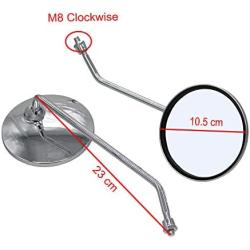 LMoDri Chrome Motorcycle Rear View Mirrors ATV Scooter Back Side Mirror 8mm (Long Rod)