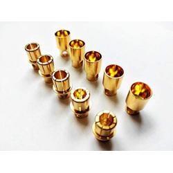 WST 8.0mm Gold Bullet Connector for RC Battery ESC Motor Plug (Pack of 5 Pairs)
