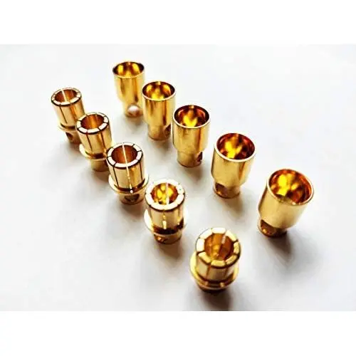 WST 8.0mm Gold Bullet Connector for RC Battery ESC Motor Plug (Pack of 5 Pairs)