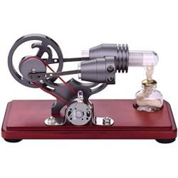 Teerwere Stirling Engine Motor Retro Style Air Stirling Engine Motor Model Flywheel Design Educational Toy Electricity Generator Science Experiment Kit (Color : Gray, Size : One Size)