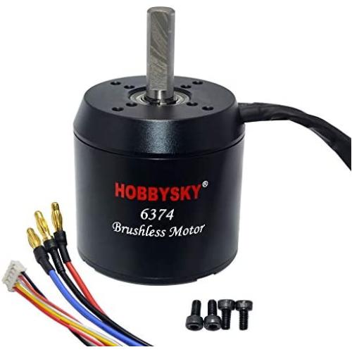 Hobbysky 6374 170KV 190KV Brushless Outrunner Belt Motor Sensored & Sensorless Motor with Closed Cover for DIY Electric Skateboard Electric Bike Surfboard (8mm /10mm Shaft)