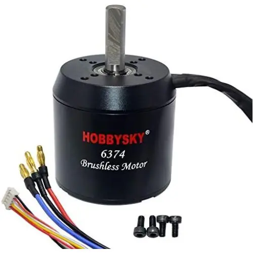 Hobbysky 6374 170KV 190KV Brushless Outrunner Belt Motor Sensored & Sensorless Motor with Closed Cover for DIY Electric Skateboard Electric Bike Surfboard (8mm /10mm Shaft)