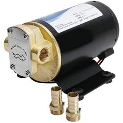 YaeMarine 12V 3.2GPM (12.0LPM) Oil Pump Turbo Pump Oil Scavenge Pump Impellor Gear Pump Self Priming Reversible for Diesel Lubricants Machinery Fuel Scavenge Oil Transfer (Black)
