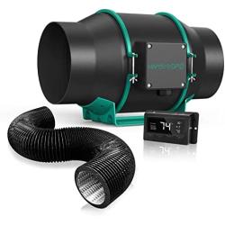 MARS HYDRO 6 Inch Inline Duct Fan 350CFM - Inline Fan with Temperature Humidity Controller, 6 inch 25 Feet Aluminum Ducting, Flexible Ducting for Heating Cooling Ventilation and Exhaust Ventilation