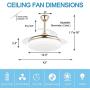 42 Inch Retractable Ceiling Fan with Lights, Modern Ceiling Fan with Remote Control, Silent Motor LED Ceiling Fans with Retractable Blades
