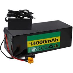 Wnicek 36V E-Bike Lithium-ion Battery 14000mAh Waterproof PVC Rechargeable Lithium Battery for Motors Within 750W for Scooters Electric Karts Airplane Models with Charger
