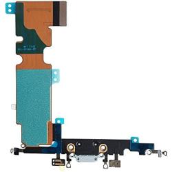 Johncase OEM Charging Port Dock Connector Flex Cable + Microphone + Cellular Antenna + Vibration Motor Connector Replacement Part Compatible for iPhone 8 Plus All Carriers (Gray)