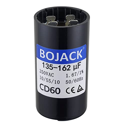 BOJACK 135-162 uf/MFD 250 VAC ±20% 50/60 Hz CD60 Round Motor Well Pump Start Capacitor