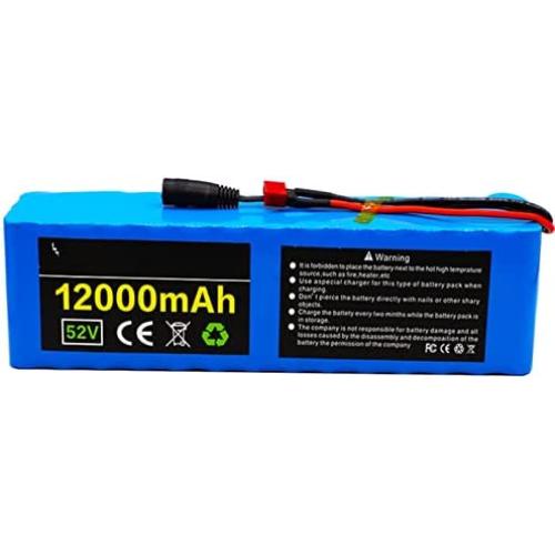 Jieoto 52V Ebike Battery 14S 3P 10Ah 12Ah 14Ah Lithium Battery Pack with BMS Protection Board and Charger Fit for 1000W-250W Electric Bicycles Motor for Scooters Tricycles Mopeds