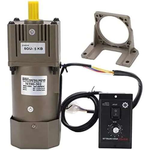 Electric Gear Motor AC 220V 90W Single Phase Asynchronous Gear Motor High Torque Deceleration Adjustable Speed 5K/10K/20K/50K/100K RPM Optional(5k)