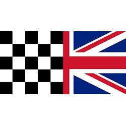 magFlags Large Flag UK Chequered | UK Flag dimidiated with Motor Racing Flag | Landscape Flag | 1.35m² | 14.5sqft | 80x160cm | 30x60inch - 100% Made in Germany - Long Lasting Outdoor Flag