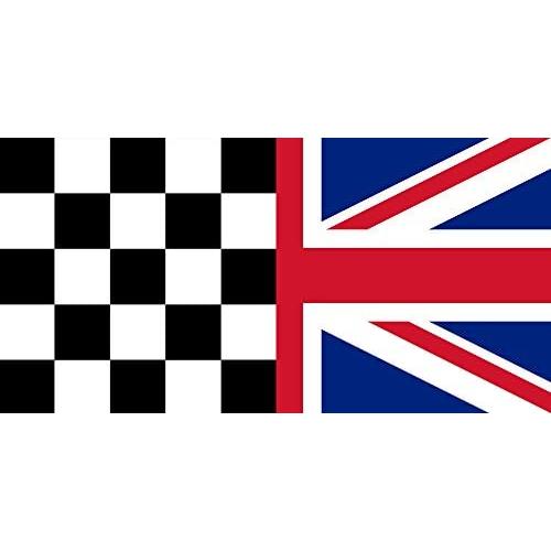 magFlags Large Flag UK Chequered | UK Flag dimidiated with Motor Racing Flag | Landscape Flag | 1.35m² | 14.5sqft | 80x160cm | 30x60inch - 100% Made in Germany - Long Lasting Outdoor Flag