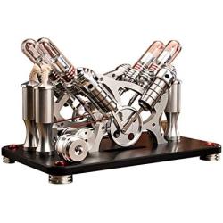 Sunnytech Hot Air Stirling Engine Motor Educational Electricity 4 Cylinders Generator Colorful LED M14-V4-D