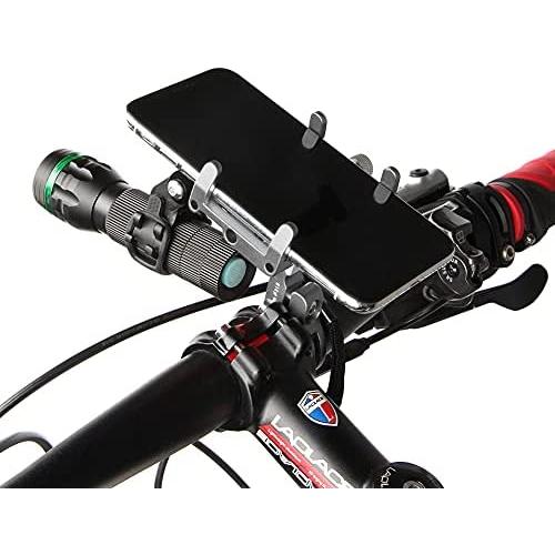 Bike & Motorcycle Phone Mount Aluminium Bicycle Handlebar Phone Holder with Action Camera Mount Compatible with GoPro Camera Models,Compatible with iPhone 11 Pro Max Galaxy S20 (Gray)