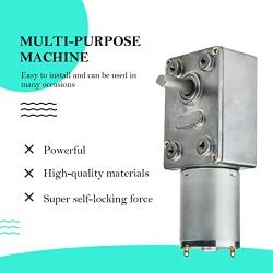 XHSP High Torque Turbo Geared Motor, JGY-370 12V 10rpm DC Worm Gear Motor- Small Electric Motor Low RPM Reducer Self-Locking Motor for DIY Mini Geared Motor