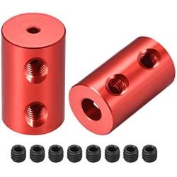 uxcell 2mm to 5mm Bore Rigid Coupling Set Screw L20XD12 Aluminum Alloy,Shaft Coupler Connector,Motor Accessories,Red,2pcs