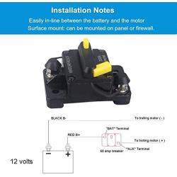WOHHOM 200 Amp Circuit Breaker DC 12V -48V Waterproof 30A-300A Manual Reset Fuse Inverter for Trolling Motor Auto Car RV Marine Boat Current Overload Protection (200A)