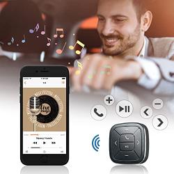 TUNAI Button Bluetooth Remote Control Kit for iPhone and Android; Wireless IPX7 Waterproof Phone Controller for Car Bike Motorbike Steering Wheel; Stereo, Audio, Siri & Camera