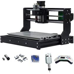 Purewords DIY CNC Router CNC 3018 Pro, 1.8 inch Offline Controller | GRBL control, 3 Axis Engraver for PCB PVC Plastics Wood Milling Engraving ER11 Clamps End Bits 10 Pcs 3.11mm
