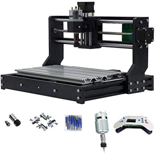 Purewords DIY CNC Router CNC 3018 Pro, 1.8 inch Offline Controller | GRBL control, 3 Axis Engraver for PCB PVC Plastics Wood Milling Engraving ER11 Clamps End Bits 10 Pcs 3.11mm