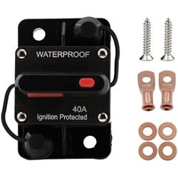 KEDAKEJI 40 Amp Circuit Breaker Manual Reset Waterproof Inline Fuse Inverter for Car ATV Marine Trolling Motors Boat Power Protect,12V-48VDC, Waterproof (40A)
