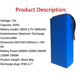 Jieoto 72V 20AH/ 30AH/ 40AH Electric Bike Lithium Battery Pack Electric Scooter Li-ion Battery for 1000W-2800W Motor with Charger Fit for Electric Motorcycles Mopeds