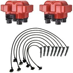 MCK 2pcs Premium Performance Ignition Coil Pack With Spark Plug Wireset Tune Up Kit Compatible With Ford Mustang Laforza Lincoln Mazda Mercury 90-03 Expedition 2.0L 2.3L 2.5L 4.6L 5.0L L4 V8 FD487